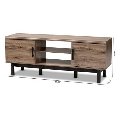 2 Door Arend Two-Tone Wood TV Stand for TVs up to 55" Brown - Baxton Studio 6 2 Door Arend Two-Tone Wood TV Stand for TVs up to 55" Brown - Baxton Studio - Image 4