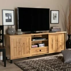 Unna Wood 2 Door TV Stand for TVs up to 65" Oak Brown/Black - Baxton Studio -Cheap TV Stands Store unnamed file 6820