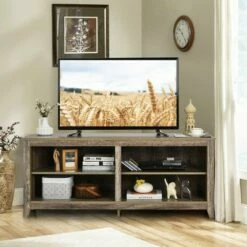 Costway 58'' Corner TV Stand 4 Cubby Entertainment Media Console w/ 2 Shelves -Cheap TV Stands Store unnamed file 6824