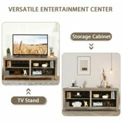 Costway 58'' Corner TV Stand 4 Cubby Entertainment Media Console w/ 2 Shelves -Cheap TV Stands Store unnamed file 6826