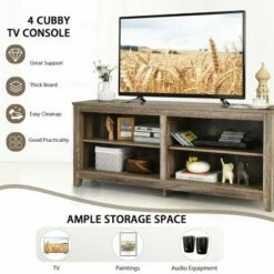 Costway 58'' Corner TV Stand 4 Cubby Entertainment Media Console w/ 2 Shelves -Cheap TV Stands Store unnamed file 6827