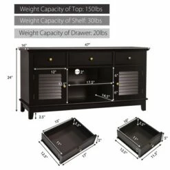 Costway TV Stand Media Console Entertainment Console w/ Drawers Cabinets Grey/Brown