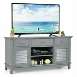 Costway TV Stand Media Console Entertainment Console w/ Drawers Cabinets Grey/Brown -Cheap TV Stands Store unnamed file 6862