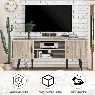Costway TV Stand Entertainment Center For TV's up to 65'' w/ Storage Cabinets & Wood Legs 9 Costway TV Stand Entertainment Center For TV's up to 65'' w/ Storage Cabinets & Wood Legs - Image 7
