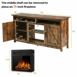 Costway 60'' Industrial Fireplace TV Stand W/18'' 750W/1500W Electric Fireplace -Cheap TV Stands Store unnamed file 6893