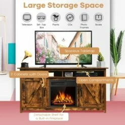Costway 60'' Industrial Fireplace TV Stand W/18'' 750W/1500W Electric Fireplace -Cheap TV Stands Store unnamed file 6896