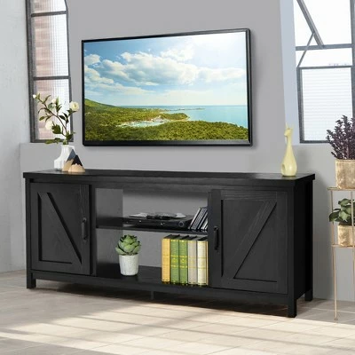 Costway 59'' TV Stand Media Console Center w/ Storage Cabinet for 65'' TV NaturalBlackCoffee 6 Costway 59'' TV Stand Media Console Center w/ Storage Cabinet for 65'' TV NaturalBlackCoffee - Image 4