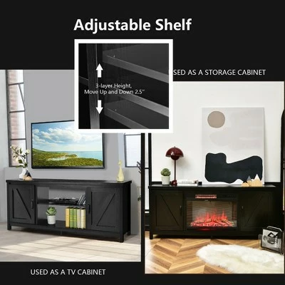 Costway 59'' TV Stand Media Console Center w/ Storage Cabinet for 65'' TV NaturalBlackCoffee 8 Costway 59'' TV Stand Media Console Center w/ Storage Cabinet for 65'' TV NaturalBlackCoffee - Image 6