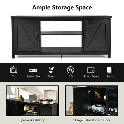 Costway 59'' TV Stand Media Console Center w/ Storage Cabinet for 65'' TV NaturalBlackCoffee 9 Costway 59'' TV Stand Media Console Center w/ Storage Cabinet for 65'' TV NaturalBlackCoffee - Image 7