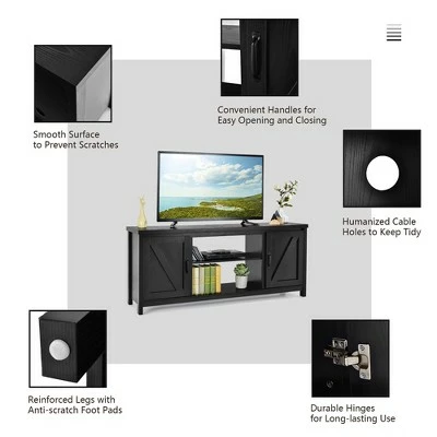 Costway 59'' TV Stand Media Console Center w/ Storage Cabinet for 65'' TV NaturalBlackCoffee 10 Costway 59'' TV Stand Media Console Center w/ Storage Cabinet for 65'' TV NaturalBlackCoffee - Image 8