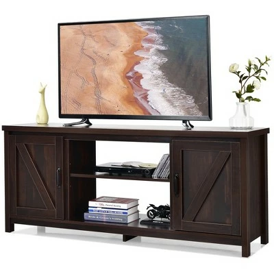 Costway 59'' TV Stand Media Console Center w/ Storage Cabinet for 65'' TV NaturalBlackCoffee 13 Costway 59'' TV Stand Media Console Center w/ Storage Cabinet for 65'' TV NaturalBlackCoffee - Image 11