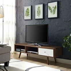 Transmit TV Stand for TVs up to 55" Walnut White - Modway -Cheap TV Stands Store unnamed file 6934