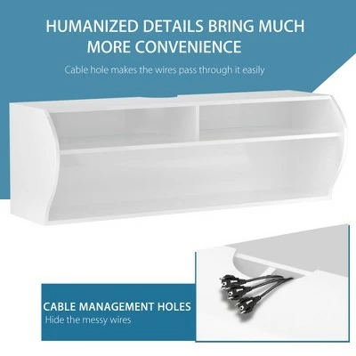 Costway 48.5'' Wall Mounted Audio/Video TV Stands Console W/Shelves for Living Room White 10 Costway 48.5'' Wall Mounted Audio/Video TV Stands Console W/Shelves for Living Room White - Image 8