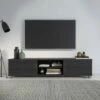 Hollywood TV Stand for TVs up to 85" with Doors Dark Gray Wood Grain - CorLiving