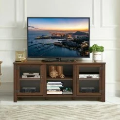 Costway TV Stand Entertainment Center for TV's up to 65'' w/ Storage Cabinets Walnut -Cheap TV Stands Store unnamed file 6971
