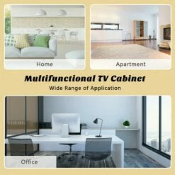 Costway TV Stand Entertainment Center for TV's up to 65'' w/ Storage Cabinets Walnut -Cheap TV Stands Store unnamed file 6972