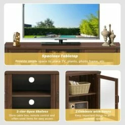 Costway TV Stand Entertainment Center for TV's up to 65'' w/ Storage Cabinets Walnut -Cheap TV Stands Store unnamed file 6976