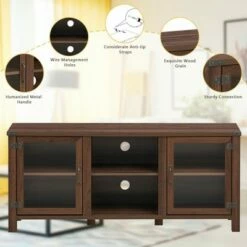 Costway TV Stand Entertainment Center for TV's up to 65'' w/ Storage Cabinets Walnut -Cheap TV Stands Store unnamed file 6977
