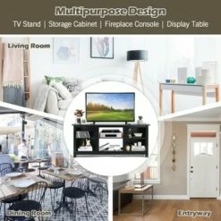 Costway 2-Tier 58'' TV Stand Entertainment Media Console Center Up to 65'' GreyBlackWalnut -Cheap TV Stands Store unnamed file 6987