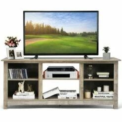 Costway 2-Tier 58'' TV Stand Entertainment Media Console Center Up to 65'' GreyBlackWalnut -Cheap TV Stands Store unnamed file 6990