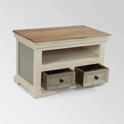 Packard Boho 2 Drawer TV Stand for TVs up to 33" White - Christopher Knight Home 4 Packard Boho 2 Drawer TV Stand for TVs up to 33" White - Christopher Knight Home - Image 2