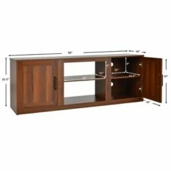 Costway 58'' TV Stand Entertainment Console Center W/ 2 Cabinets for 65'' TV NaturalBlackWalnut -Cheap TV Stands Store unnamed file 7011