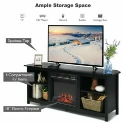 Costway 58'' 2-Tier Fireplace TV Stand W/18'' Electric Fireplace up to 65'' -Cheap TV Stands Store unnamed file 703