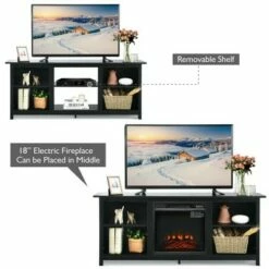 Costway 58'' 2-Tier Fireplace TV Stand W/18'' Electric Fireplace up to 65'' -Cheap TV Stands Store unnamed file 704