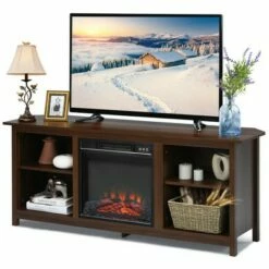 Costway 58'' 2-Tier Fireplace TV Stand W/18'' Electric Fireplace up to 65'' -Cheap TV Stands Store unnamed file 707