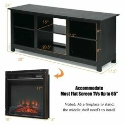 Costway 58'' 2-Tier Fireplace TV Stand W/18'' 1400W Electric Fireplace 65''