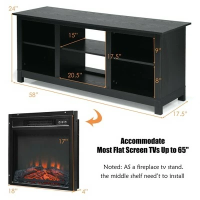 Costway 58'' 2-Tier Fireplace TV Stand W/18'' 1400W Electric Fireplace 65'' 3 Costway 58'' 2-Tier Fireplace TV Stand W/18'' 1400W Electric Fireplace 65''