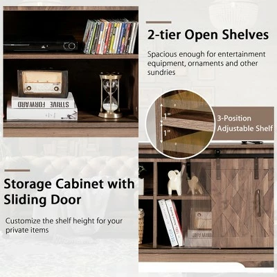 Costway Farmhouse Sliding Barn Door TV Stand Storage Cabinet Console w/ Adjustable Shelf 8 Costway Farmhouse Sliding Barn Door TV Stand Storage Cabinet Console w/ Adjustable Shelf - Image 6