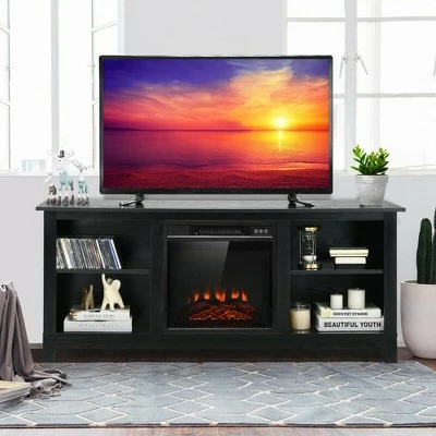Costway 58'' 2-Tier Fireplace TV Stand W/18'' 1400W Electric Fireplace 65'' 4 Costway 58'' 2-Tier Fireplace TV Stand W/18'' 1400W Electric Fireplace 65'' - Image 2