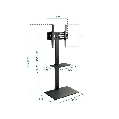 Mount-It! Metal Height-Adjustable TV Stand with Shelf Black Screens up to 55" (MI-1877) 9 Mount-It! Metal Height-Adjustable TV Stand with Shelf Black Screens up to 55" (MI-1877) - Image 7