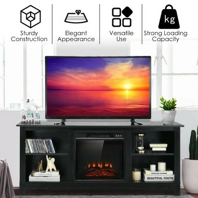 Costway 58'' 2-Tier Fireplace TV Stand W/18'' 1400W Electric Fireplace 65'' 6 Costway 58'' 2-Tier Fireplace TV Stand W/18'' 1400W Electric Fireplace 65'' - Image 4