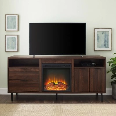 Ronan Modern Storage with Electric Fireplace TV Stand for TVs up to 65" - Saracina Home Slate Gray 3 Ronan Modern Storage with Electric Fireplace TV Stand for TVs up to 65" - Saracina Home Slate Gray