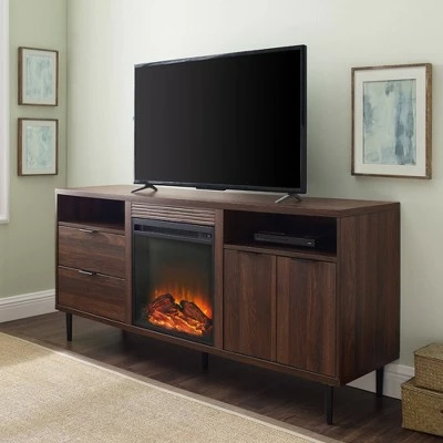 Ronan Modern Storage with Electric Fireplace TV Stand for TVs up to 65" - Saracina Home Slate Gray 4 Ronan Modern Storage with Electric Fireplace TV Stand for TVs up to 65" - Saracina Home Slate Gray - Image 2