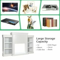 Costway 70'' Fireplace TV Stand Modern Media Entertainment Center Bookcase WhiteBlack -Cheap TV Stands Store unnamed file 7213