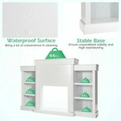 Costway 70'' Fireplace TV Stand Modern Media Entertainment Center Bookcase WhiteBlack -Cheap TV Stands Store unnamed file 7214