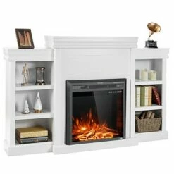 Costway 70'' Fireplace TV Stand Modern Media Entertainment Center Bookcase WhiteBlack -Cheap TV Stands Store unnamed file 7217