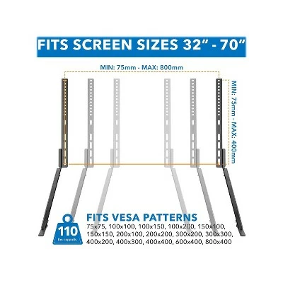 Mount-It! Steel Universal Tilting Tabletop TV Stand Black Screens up to 70" (MI-859) 9 Mount-It! Steel Universal Tilting Tabletop TV Stand Black Screens up to 70" (MI-859) - Image 7