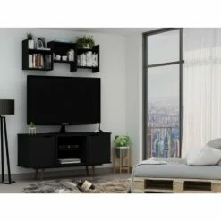 Hampton TV Stand for TVs up to 46" - Manhattan Comfort Maple Cream