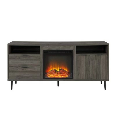 Ronan Modern Storage with Electric Fireplace TV Stand for TVs up to 65" - Saracina Home Slate Gray 10 Ronan Modern Storage with Electric Fireplace TV Stand for TVs up to 65" - Saracina Home Slate Gray - Image 8