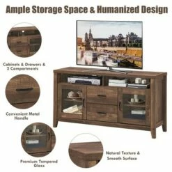 Costway TV Stand Tall Entertainment Center Hold up to 58'' TV w/ Glass Storage & Drawers 17 Costway TV Stand Tall Entertainment Center Hold up to 58'' TV w/ Glass Storage & Drawers -Cheap TV Stands Store unnamed file 7289