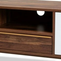 Grover Two-Tone Cherry Wood 2 Door TV Stand for TVs up to 40" Brown/White - Baxton Studio -Cheap TV Stands Store unnamed file 7295
