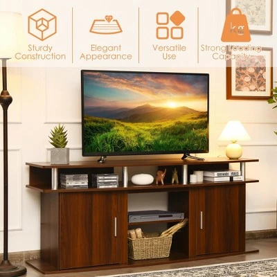 Costway 63'' TV Stand Entertainment Console Center W/ 2 Cabinets Up to 70'' BlackWalnut 9 Costway 63'' TV Stand Entertainment Console Center W/ 2 Cabinets Up to 70'' BlackWalnut - Image 7