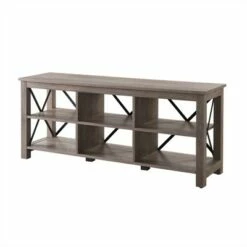 Henn& Hart 58" Open Back TV Stand in Gray Oak Wood with Metal Black Accents - Henn&Hart -Cheap TV Stands Store unnamed file 7314