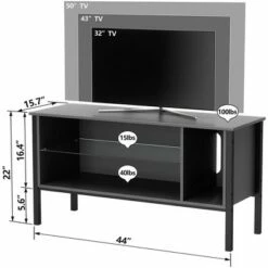 Bestier Gaming Entertainment TV Stand Center with 7 Color Lighting Glass Storage Shelf and 20 Display Modes for Living Room, 44 Inch, Dark Grey -Cheap TV Stands Store unnamed file 7389