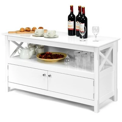 Costway Modern Free Standing TV Cabinet Wooden Console Media Entertainment Center 10 Costway Modern Free Standing TV Cabinet Wooden Console Media Entertainment Center - Image 8