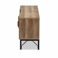 Veanna Bohemian Natural Wood and Metal 2 Door Synthetic Rattan TV Stand for TVs up to 40" Brown/Black - Baxton Studio -Cheap TV Stands Store unnamed file 7451